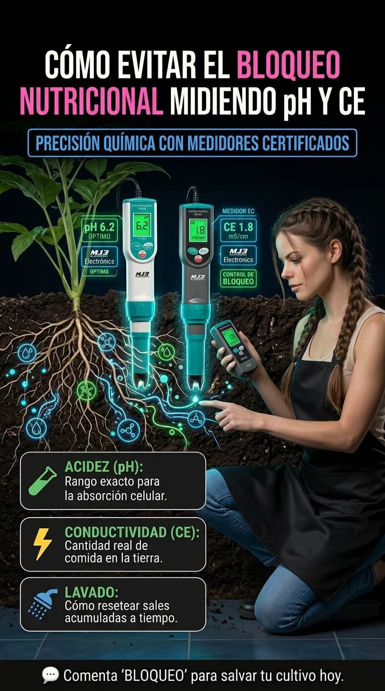 Cómo leer el pH y la CE en sustrato: Guía práctica para evitar bloqueos nutricionales en cultivo indoor y outdoor