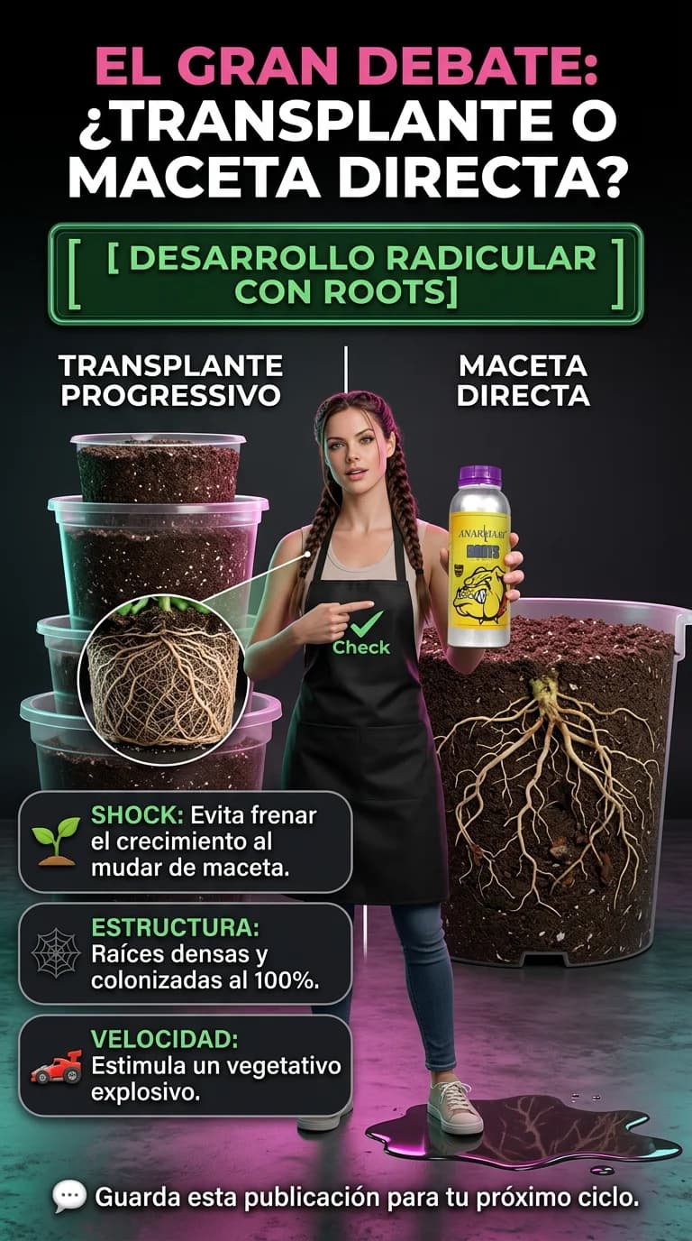 Transplante progresivo vs maceta final directa: cuál estrategia reduce el estrés radicular y acelera el crecimiento